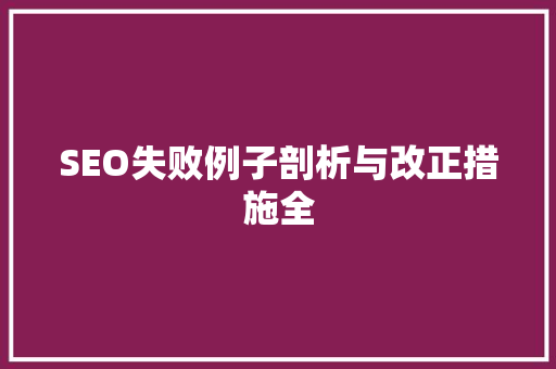 SEO失败例子剖析与改正措施全