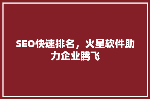 SEO快速排名，火星软件助力企业腾飞