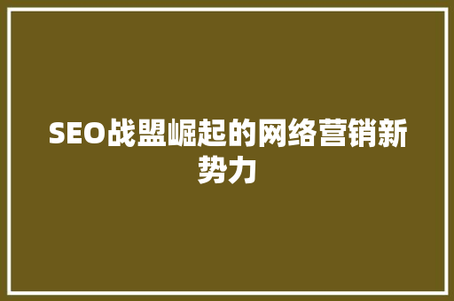 SEO战盟崛起的网络营销新势力