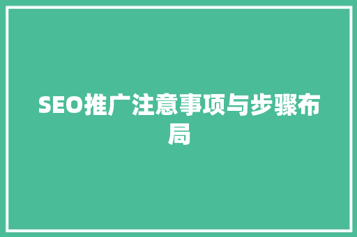 SEO推广注意事项与步骤布局