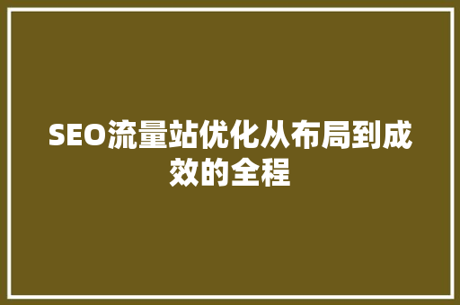 SEO流量站优化从布局到成效的全程 电脑配置