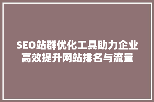 SEO站群优化工具助力企业高效提升网站排名与流量