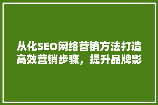 从化SEO网络营销方法打造高效营销步骤，提升品牌影响力