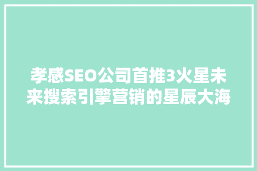 孝感SEO公司首推3火星未来搜索引擎营销的星辰大海 孝感SEO公司首推3火星未来搜索引擎营销的星辰大海