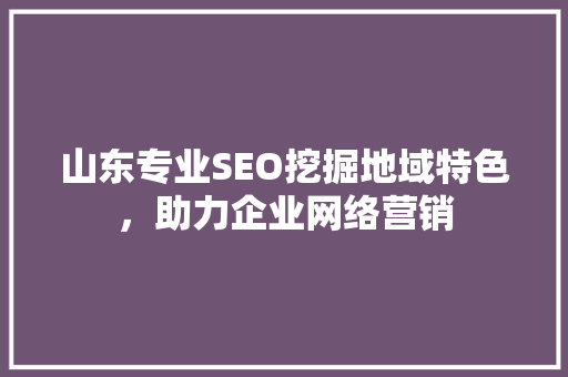 山东专业SEO挖掘地域特色,助力企业网络营销 山东专业SEO挖掘地域特色,助力企业网络营销