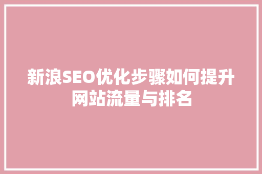 新浪SEO优化步骤如何提升网站流量与排名