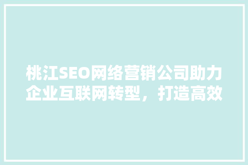 桃江SEO网络营销公司助力企业互联网转型，打造高效营销步骤