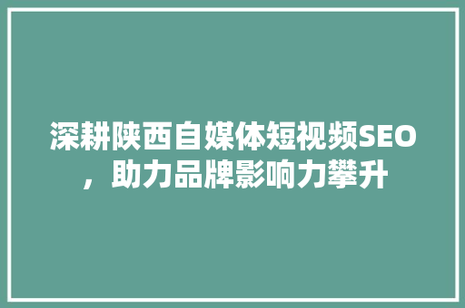 深耕陕西自媒体短视频SEO,助力品牌影响力攀升 深耕陕西自媒体短视频SEO,助力品牌影响力攀升
