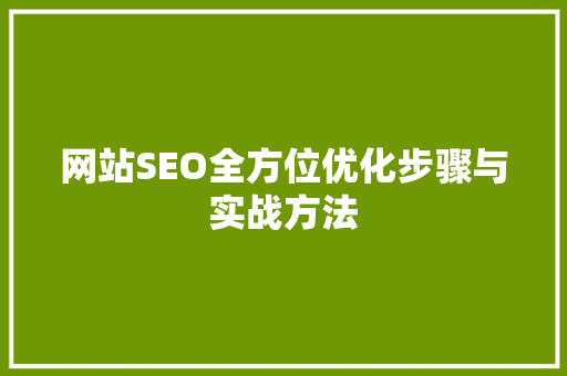 网站SEO全方位优化步骤与实战方法