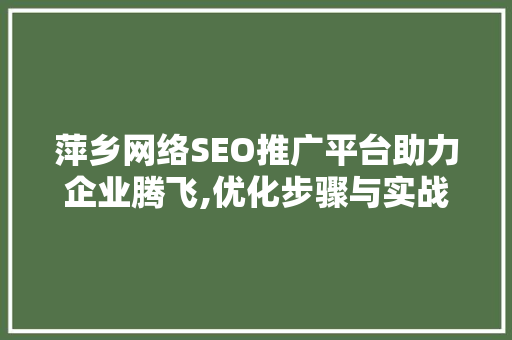 萍乡网络SEO推广平台助力企业腾飞,优化步骤与实战例子