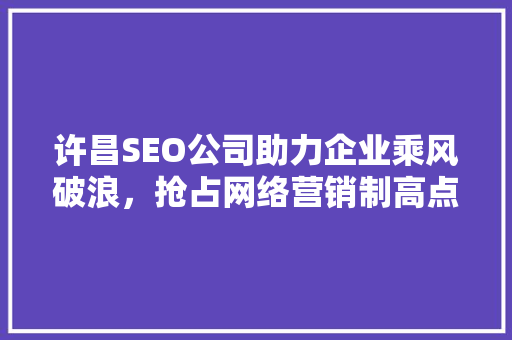 许昌SEO公司助力企业乘风破浪，抢占网络营销制高点
