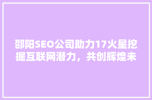 邵阳SEO公司助力17火星挖掘互联网潜力，共创辉煌未来