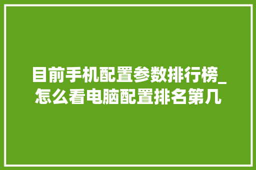 目前手机配置参数排行榜_怎么看电脑配置排名第几