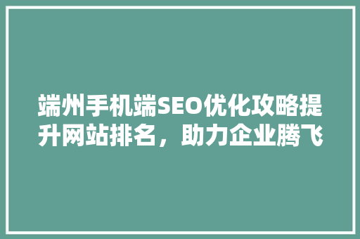 端州手机端SEO优化攻略提升网站排名，助力企业腾飞