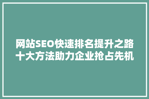 网站SEO快速排名提升之路十大方法助力企业抢占先机