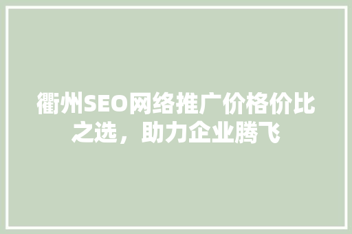 衢州SEO网络推广价格价比之选，助力企业腾飞 编程语言