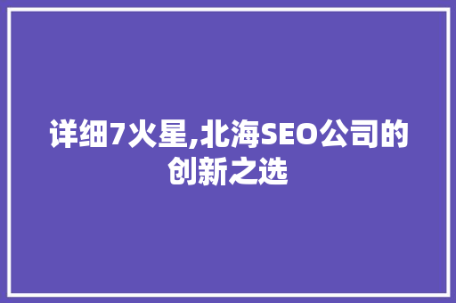 详细7火星,北海SEO公司的创新之选