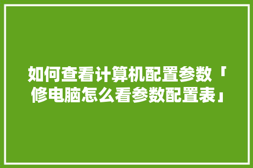 如何查看计算机配置参数「修电脑怎么看参数配置表」 如何查看计算机配置参数「修电脑怎么看参数配置表」 编程语言