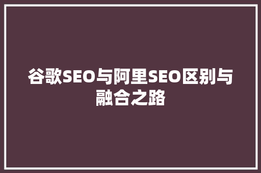 谷歌SEO与阿里SEO区别与融合之路 电脑故障维修