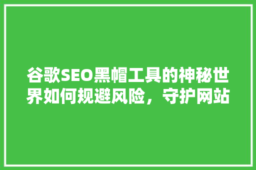 谷歌SEO黑帽工具的神秘世界如何规避风险，守护网站声誉