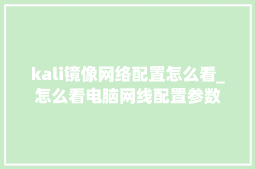 kali镜像网络配置怎么看_怎么看电脑网线配置参数