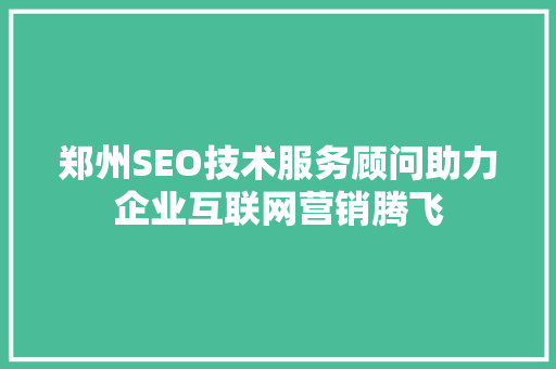 郑州SEO技术服务顾问助力企业互联网营销腾飞
