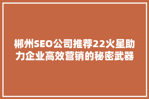 郴州SEO公司推荐22火星助力企业高效营销的秘密武器