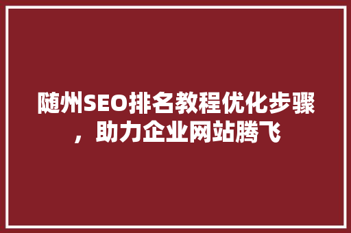 随州SEO排名教程优化步骤，助力企业网站腾飞