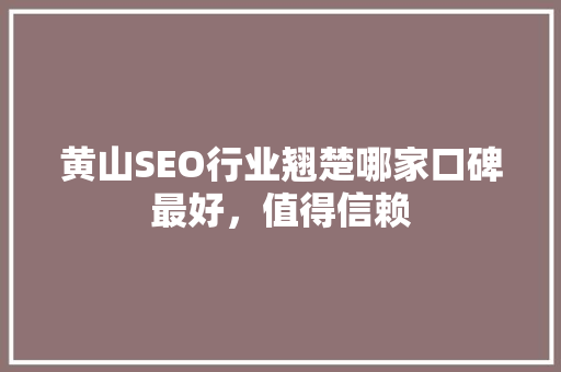 黄山SEO行业翘楚哪家口碑最好，值得信赖