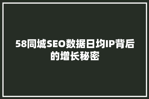 58同城SEO数据日均IP背后的增长秘密