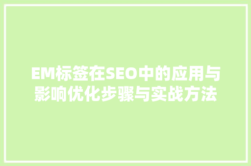 EM标签在SEO中的应用与影响优化步骤与实战方法