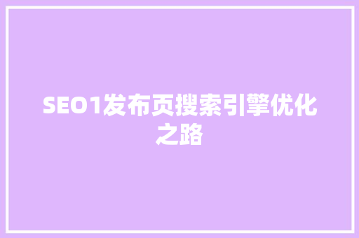 SEO1发布页搜索引擎优化之路