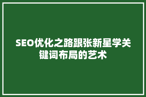 SEO优化之路跟张新星学关键词布局的艺术
