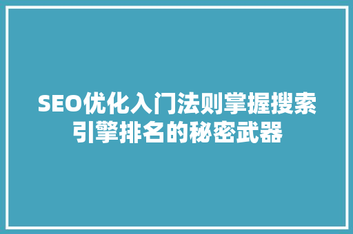 SEO优化入门法则掌握搜索引擎排名的秘密武器