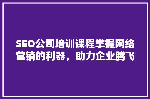 SEO公司培训课程掌握网络营销的利器，助力企业腾飞