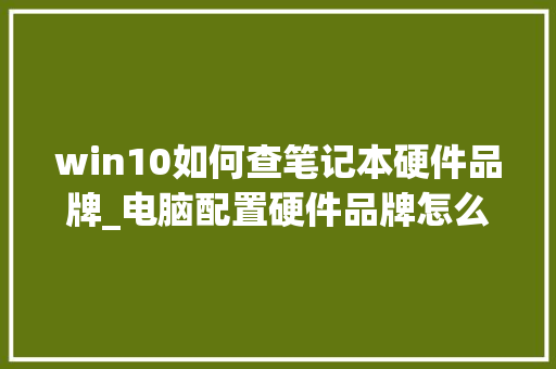 win10如何查笔记本硬件品牌_电脑配置硬件品牌怎么看的 网络技术 win10如何查笔记本硬件品牌_电脑配置硬件品牌怎么看的 网络技术