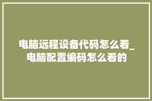 电脑远程设备代码怎么看_电脑配置编码怎么看的