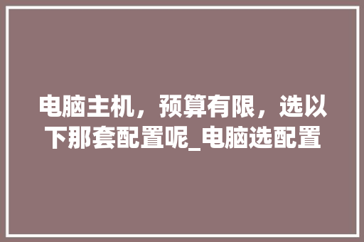 电脑主机，预算有限，选以下那套配置呢_电脑选配置看预算怎么看的