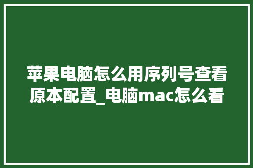 苹果电脑怎么用序列号查看原本配置_电脑mac怎么看配置参数