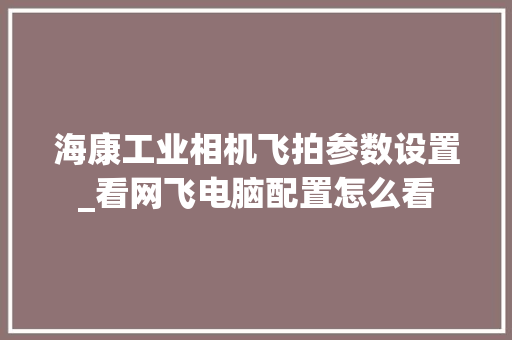 海康工业相机飞拍参数设置_看网飞电脑配置怎么看