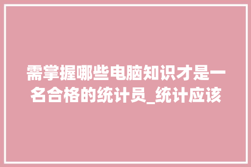 需掌握哪些电脑知识才是一名合格的统计员_统计应该学会电脑的哪些