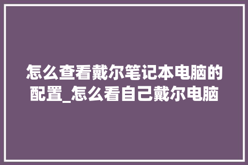 怎么查看戴尔笔记本电脑的配置_怎么看自己戴尔电脑配置参数