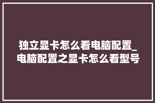 独立显卡怎么看电脑配置_电脑配置之显卡怎么看型号