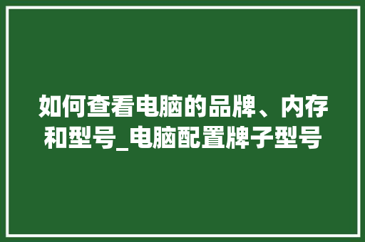 如何查看电脑的品牌、内存和型号_电脑配置牌子型号怎么看的