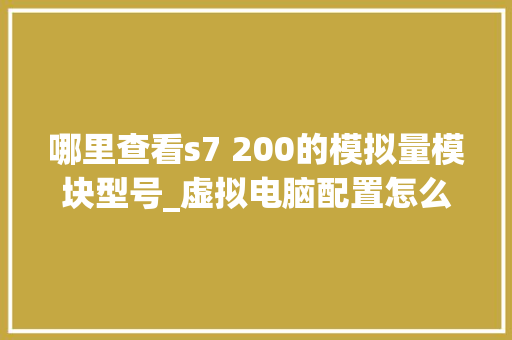 哪里查看s7 200的模拟量模块型号_虚拟电脑配置怎么看型号啊