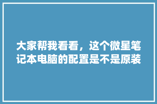 大家帮我看看，这个微星笔记本电脑的配置是不是原装的_微星怎么看电脑配置高低