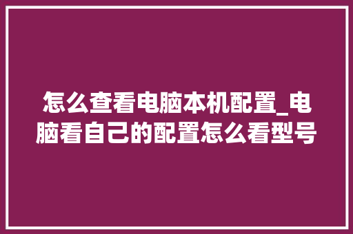 怎么查看电脑本机配置_电脑看自己的配置怎么看型号