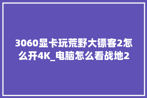 3060显卡玩荒野大镖客2怎么开4K_电脑怎么看战地2配置参数
