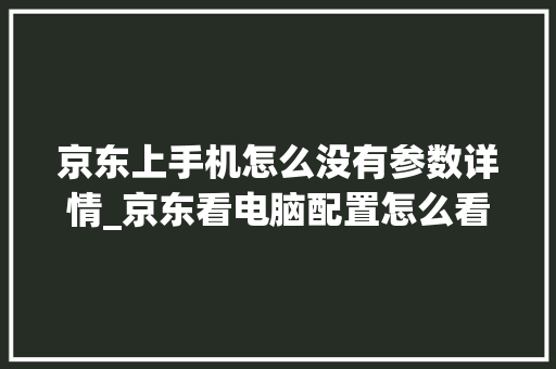 京东上手机怎么没有参数详情_京东看电脑配置怎么看的