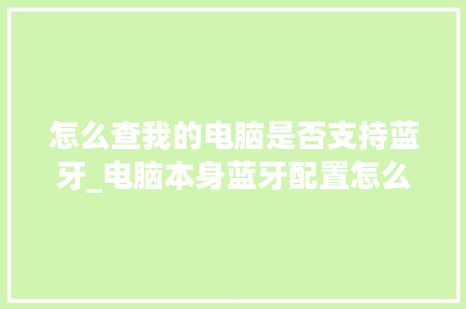 怎么查我的电脑是否支持蓝牙_电脑本身蓝牙配置怎么看型号